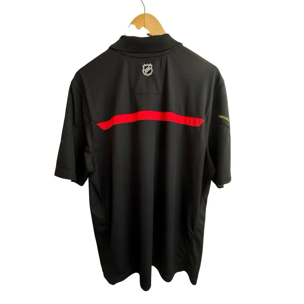 Reebok Center Ice Detroit Red Wings NHL Black Performance Polo Shirt Men’s XL